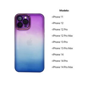 Case TPU Bicolor Degradado con Protector para Lentes Incluido (Lila-Azul)