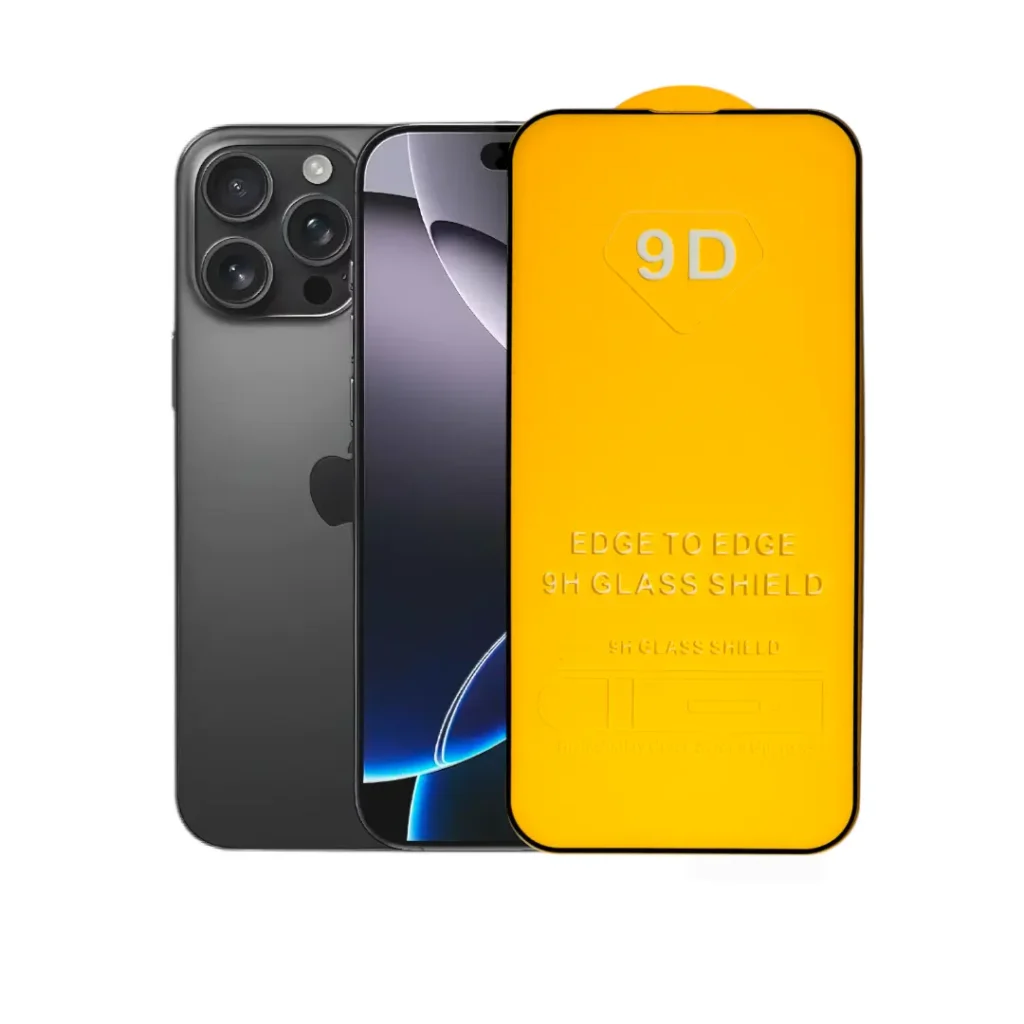 Mica Protectora de Pantalla 9D iPhone 16 / 16 Plus / 16 Pro / 16 Pro Max