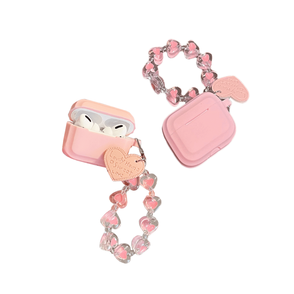 Protector para AirPods 3 silicon con holder acrílico diseño de corazones