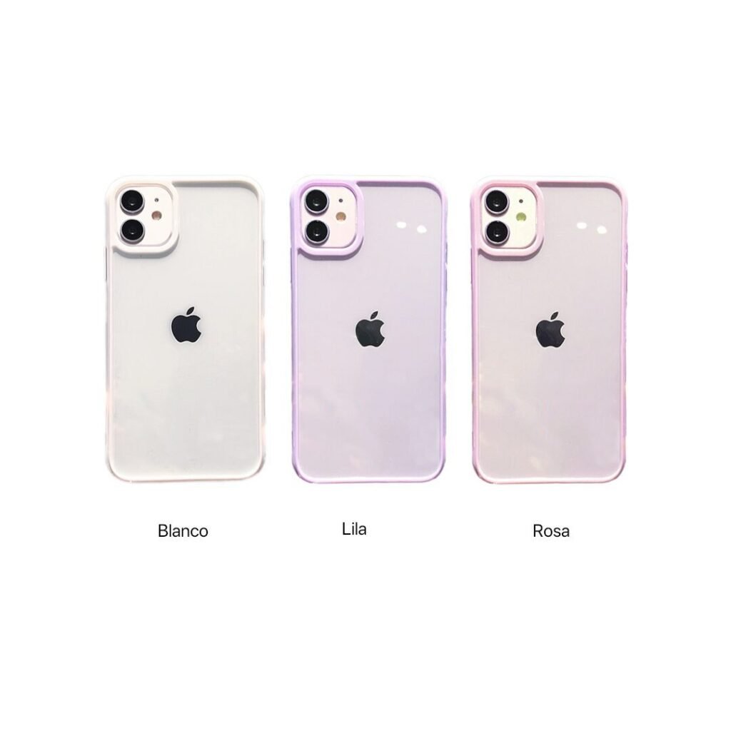 Protector TPU Transparente con Bordes de Color para iPhone