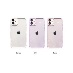 Protector TPU Transparente con Bordes de Color para iPhone