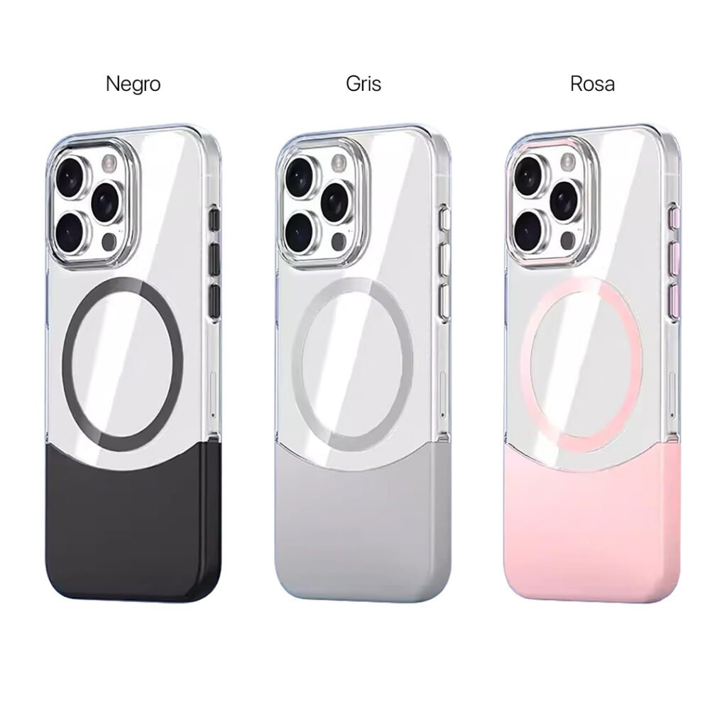 Case MagSafe Transparente de 2 piezas con Base de Color