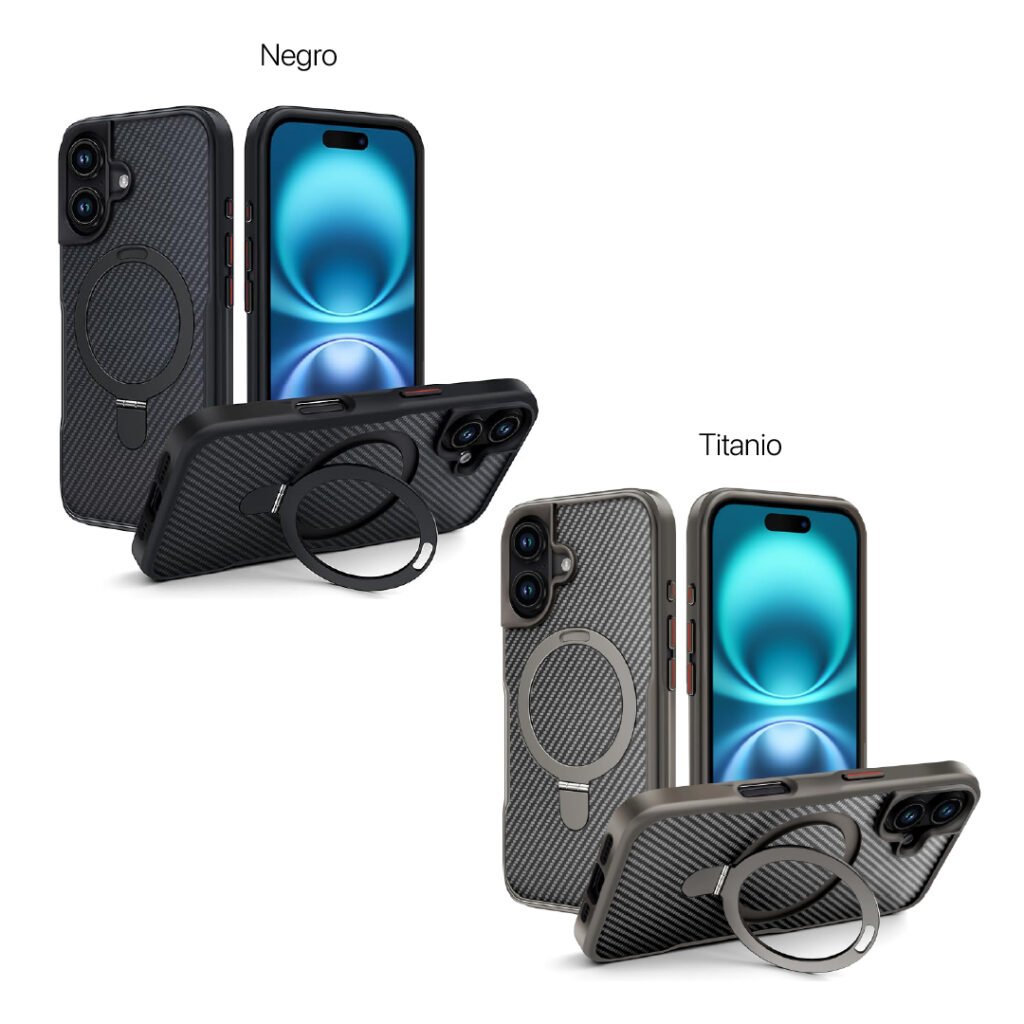 Case MagSafe Fibra de Carbono – Soporte 2 en 1 para iPhone