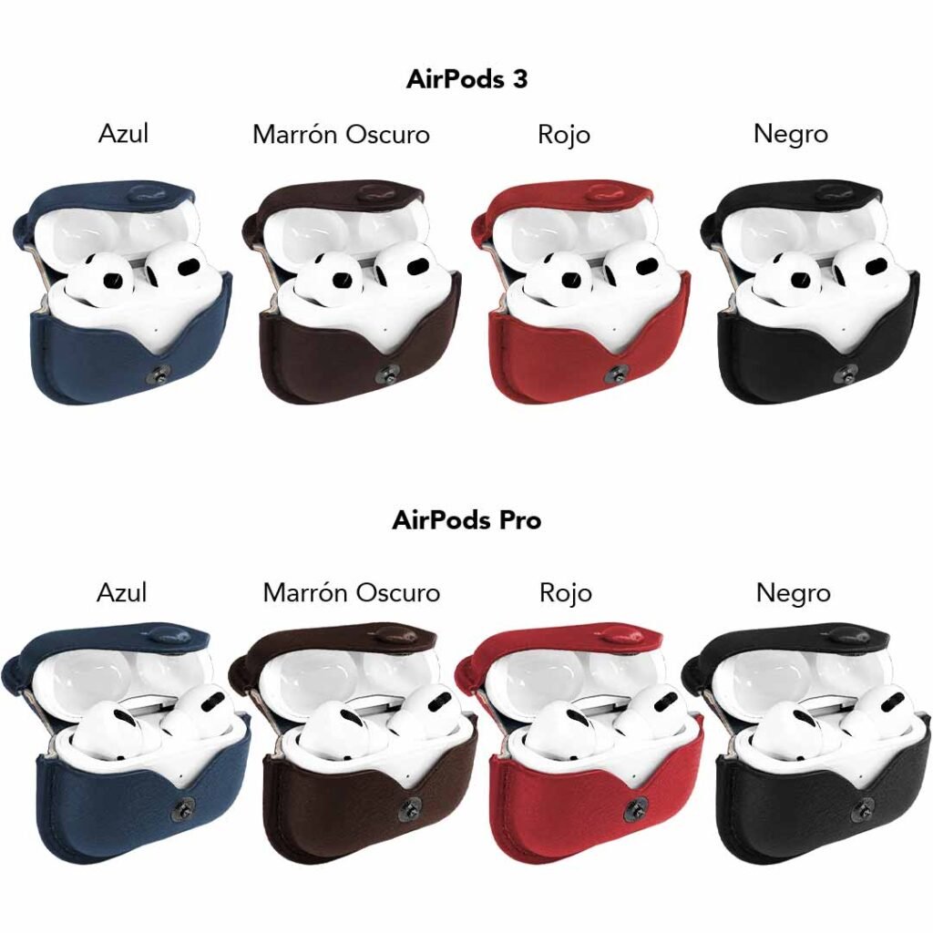 Protector de cuero con botón para AirPods