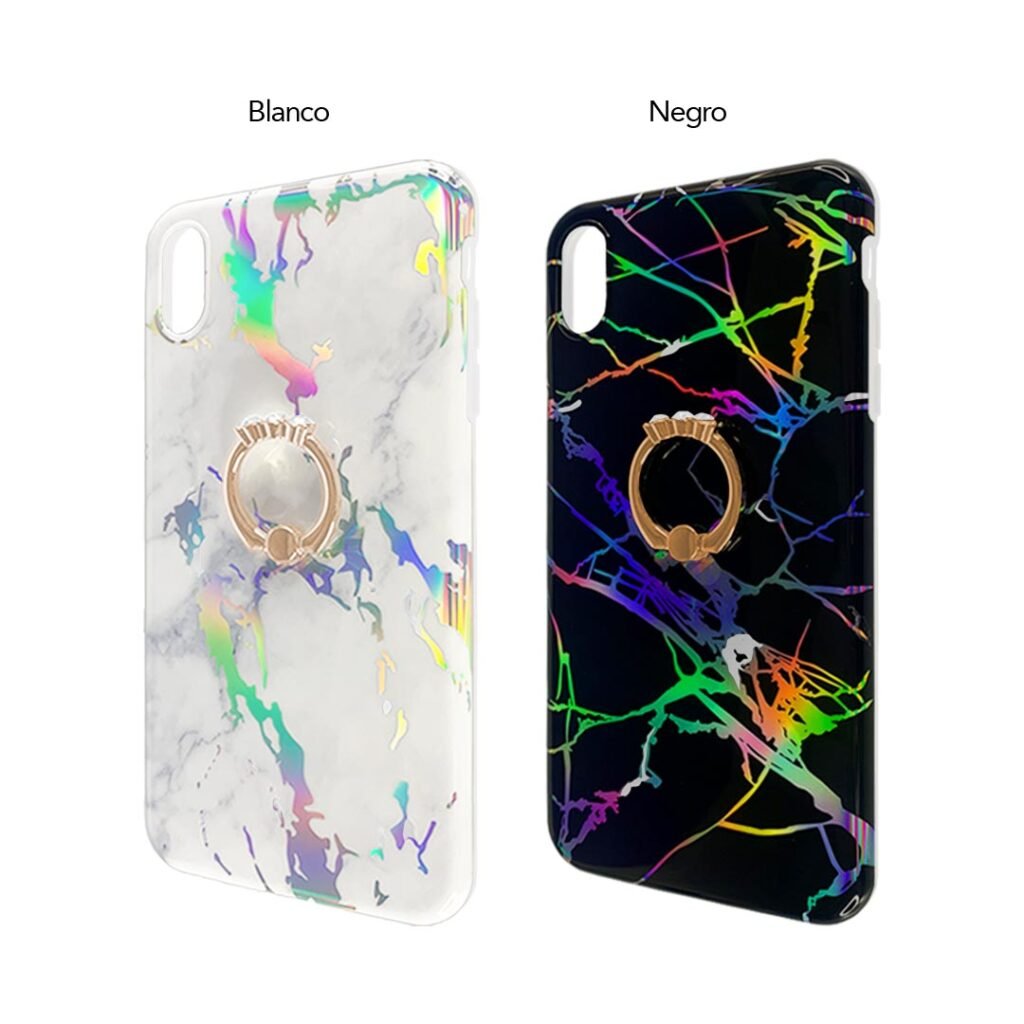 Protector para iPhone con anillo sujetador tipo mármol
