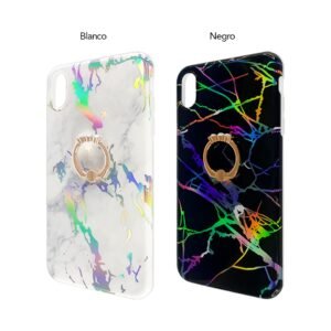 Protector para iPhone con anillo sujetador tipo mármol