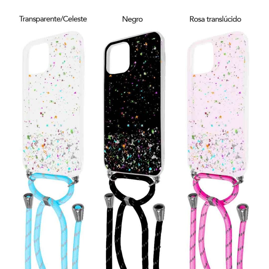 Protector plástico escarchado con cordón para iPhone