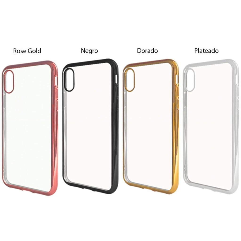 Protector transparente con bordes color metalizado para iPhone