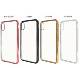 Protector transparente con bordes color metalizado para iPhone