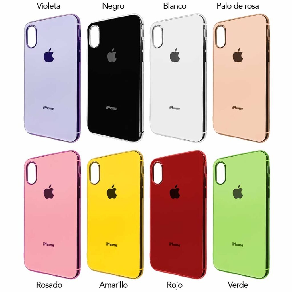 Protector de plástico con bordes color metalizado para iPhone