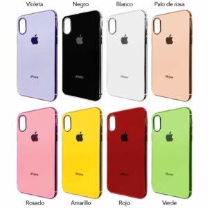 Protector de plástico con bordes color metalizado para iPhone