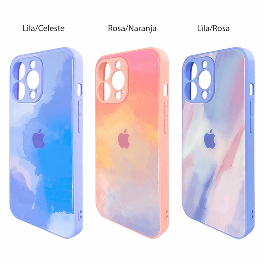 Protector de vidrio + plástico marmoleado para iPhone