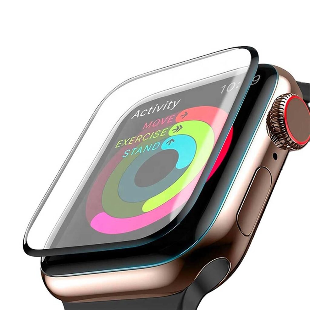 Mica de vidrio + bordes en fibra de carbono para Apple Watch