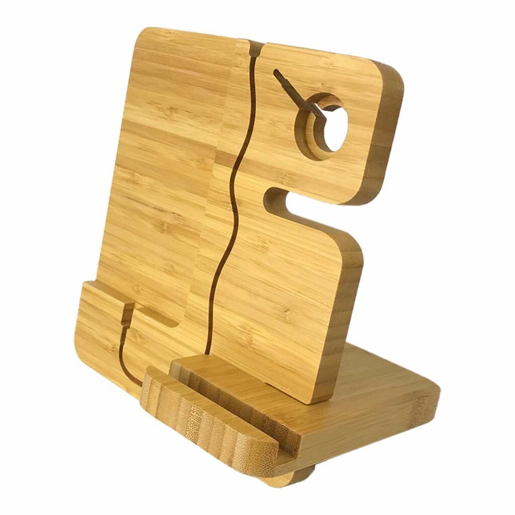 Soporte de madera para iPhone y Apple Watch