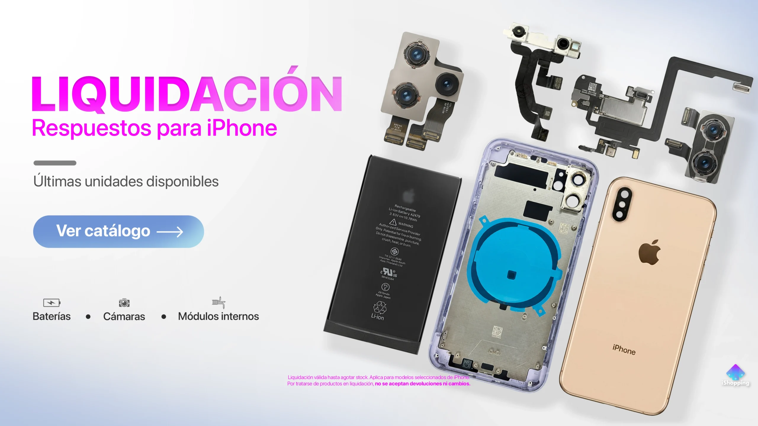 Repuestos para iPhone - Bater&iacute;as, Pantallas, C&aacute;maras, Housing y Flex